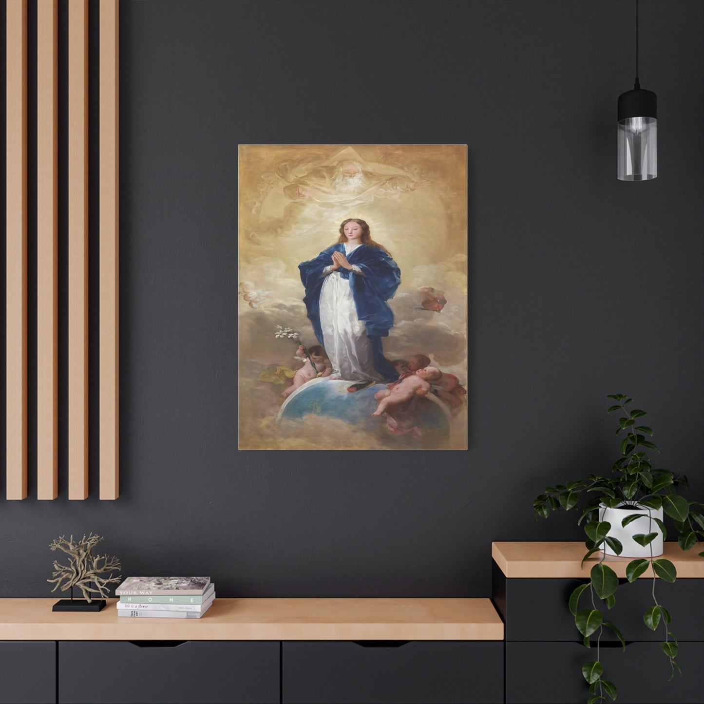 Ready To Hang - Mother Mary Immaculate Conception Catholic Canvas Wall Art, Christian Decor