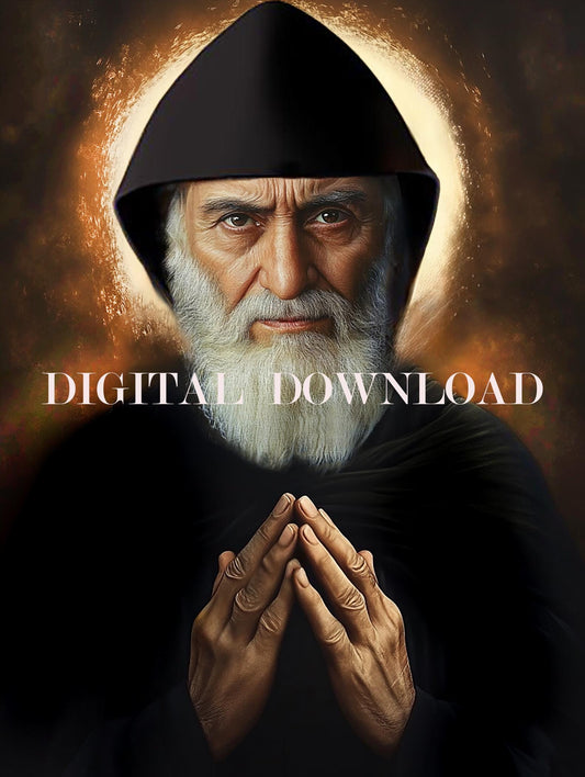 St Charbel Makhlouf Art Digital Image Catholic Print image 0