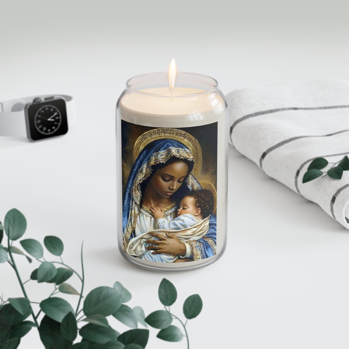 Black Mary African Catholic Serenity Scented Candle, 13.75oz | Relaxation Gift, Home Decor, Calm Atmosphere, Religious Decor