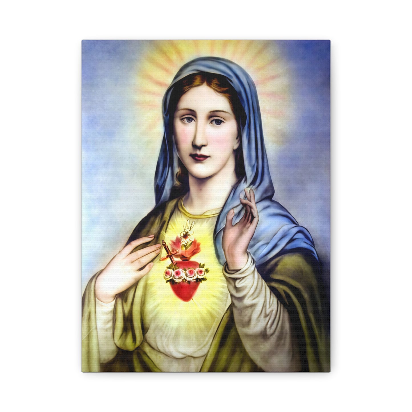 Ready to Hang - Immaculate Heart Virgin Mary Catholic Canvas Wall Art, Christian Decor