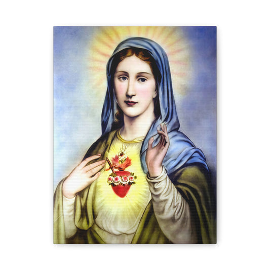 Ready to Hang - Immaculate Heart Virgin Mary Catholic Canvas Wall Art, Christian Decor