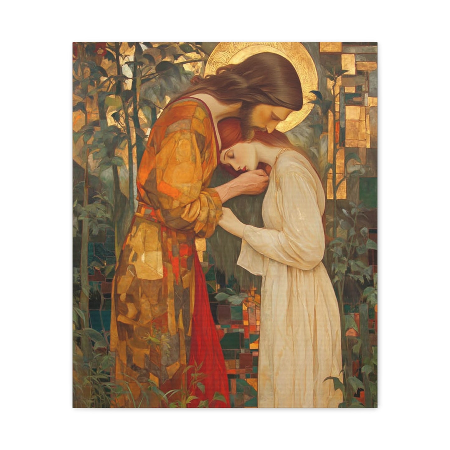 Healing Love - Christ Embracing Mary Magdalene Catholic Canvas Wall Art, Christian Decor