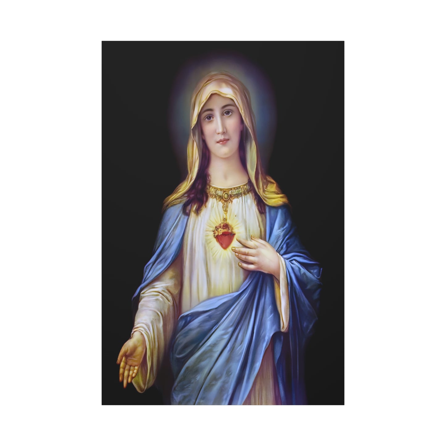 Immaculate Heart Mother Mary - Catholic Canvas Wall Art, Christian Decor