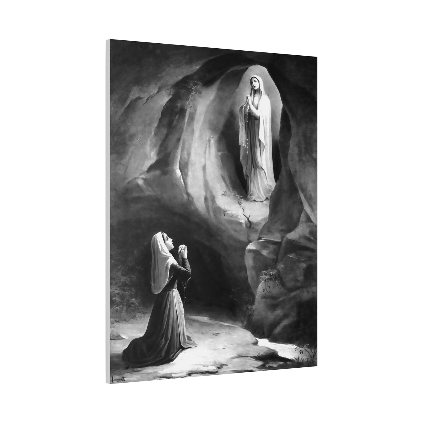 Ready to Hang - Our Lady of Lourdes St. Bernadette Soubirous Catholic Canvas Wall Art, Christian Decor