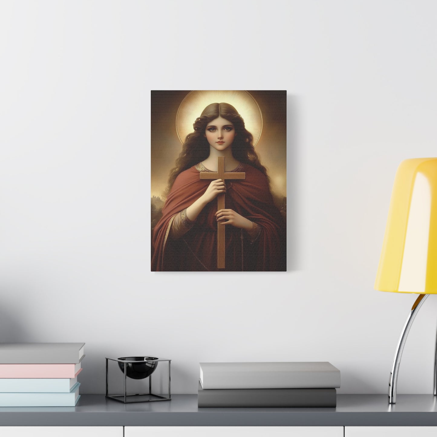 St. Helena and the True Cross Catholic Canvas Wall Art, Christian Decor