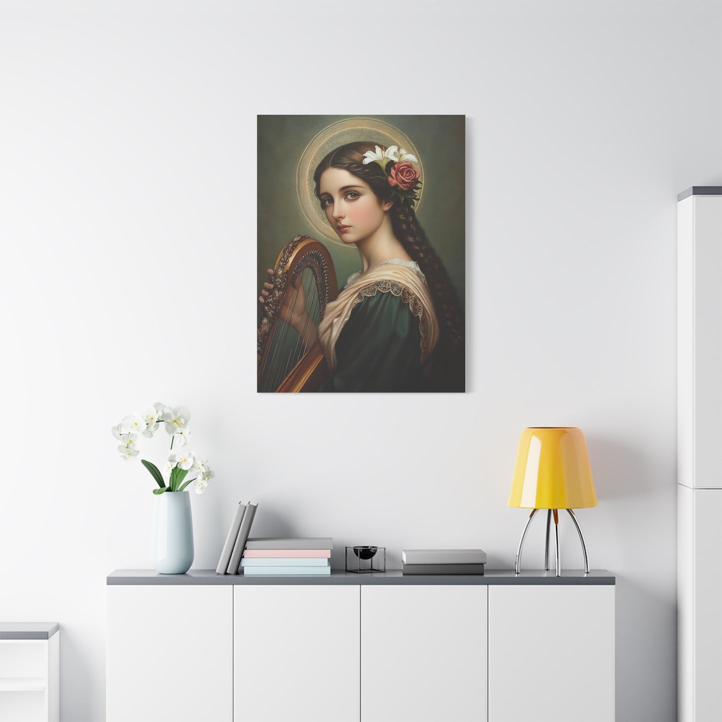 St. Cecilia Catholic Canvas Wall Art, Christian Decor