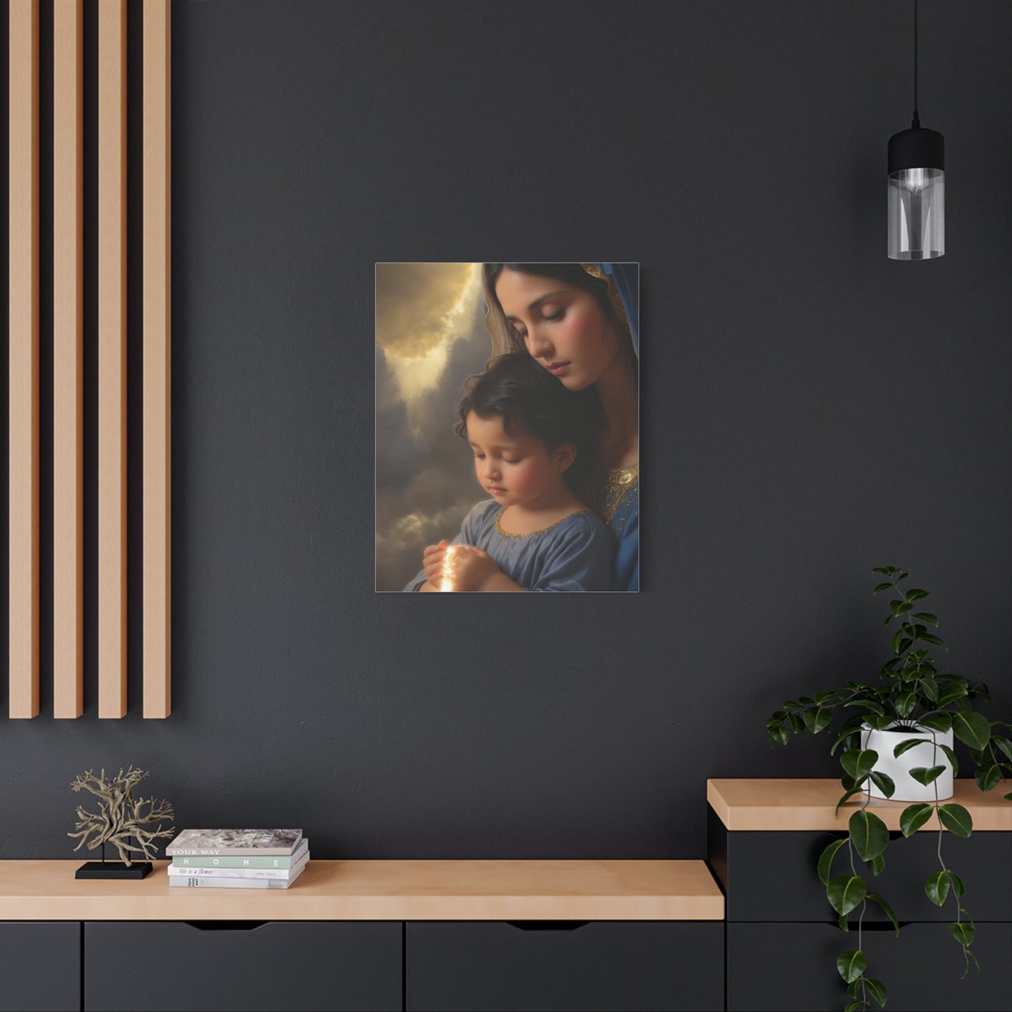 Mary and Baby Jesus Catholic Canvas Wall Art, Christian Decor