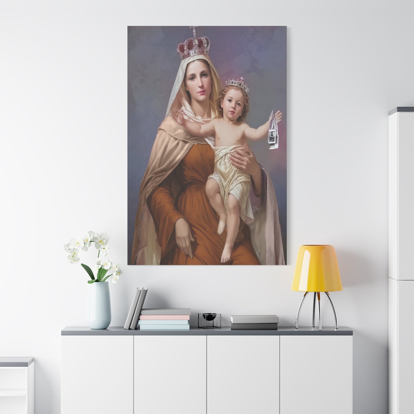 Our Lady of Mount Carmel Catholic Canvas Wall Art, Christian Decor