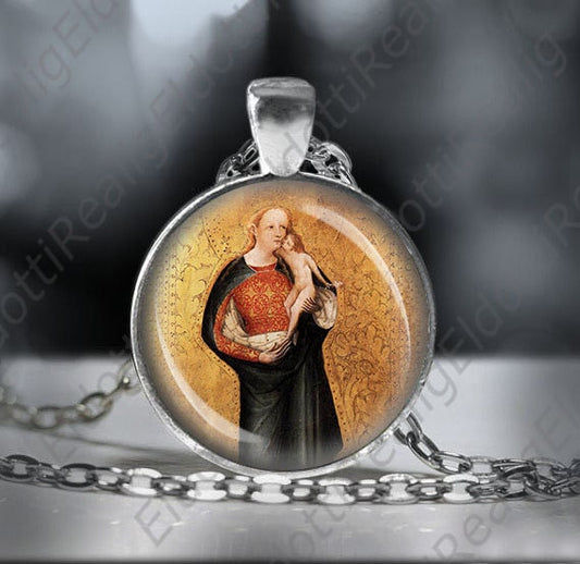 The Woman of the Apocalypse Catholic Necklace. Virgin Mary and Jesus Pendant. Catholic Religious Medal Necklace.