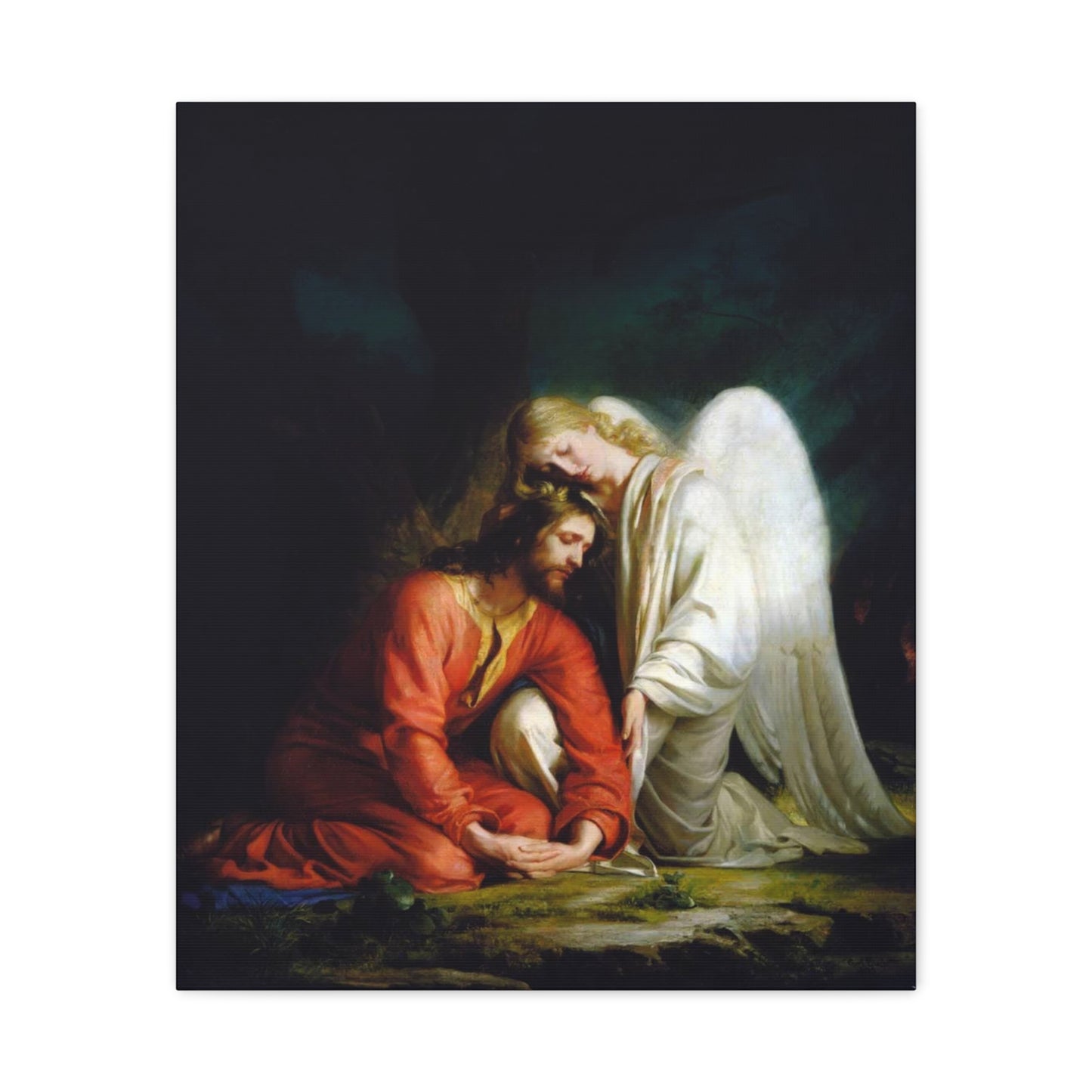 Ready To Hang - Bloch Gethsemane Jesus and Angel Praying - Agony in the Garden Catholic Canvas Wall Art, Christian Decor
