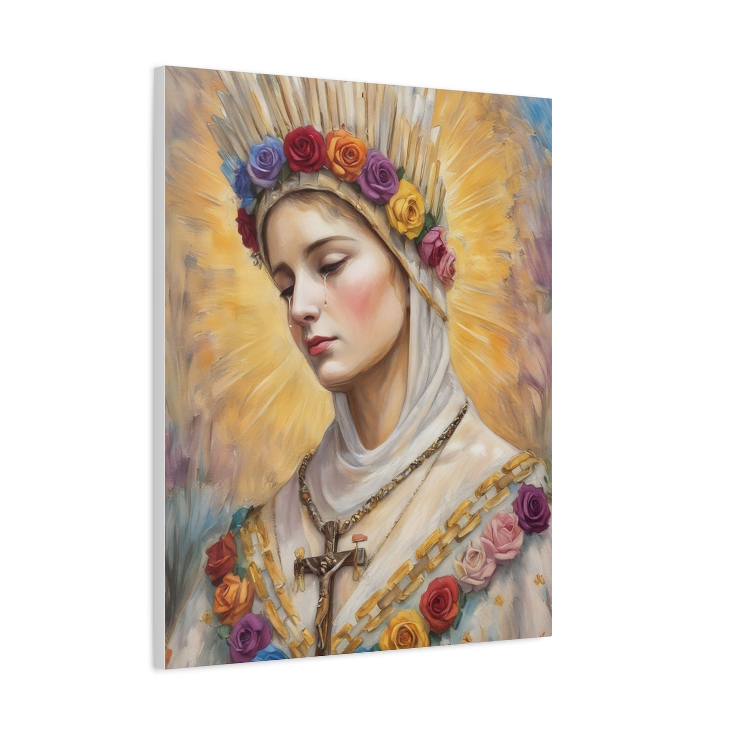 Our Lady La Salette Catholic Canvas Wall Art, Mother Mary Print Christian Decor