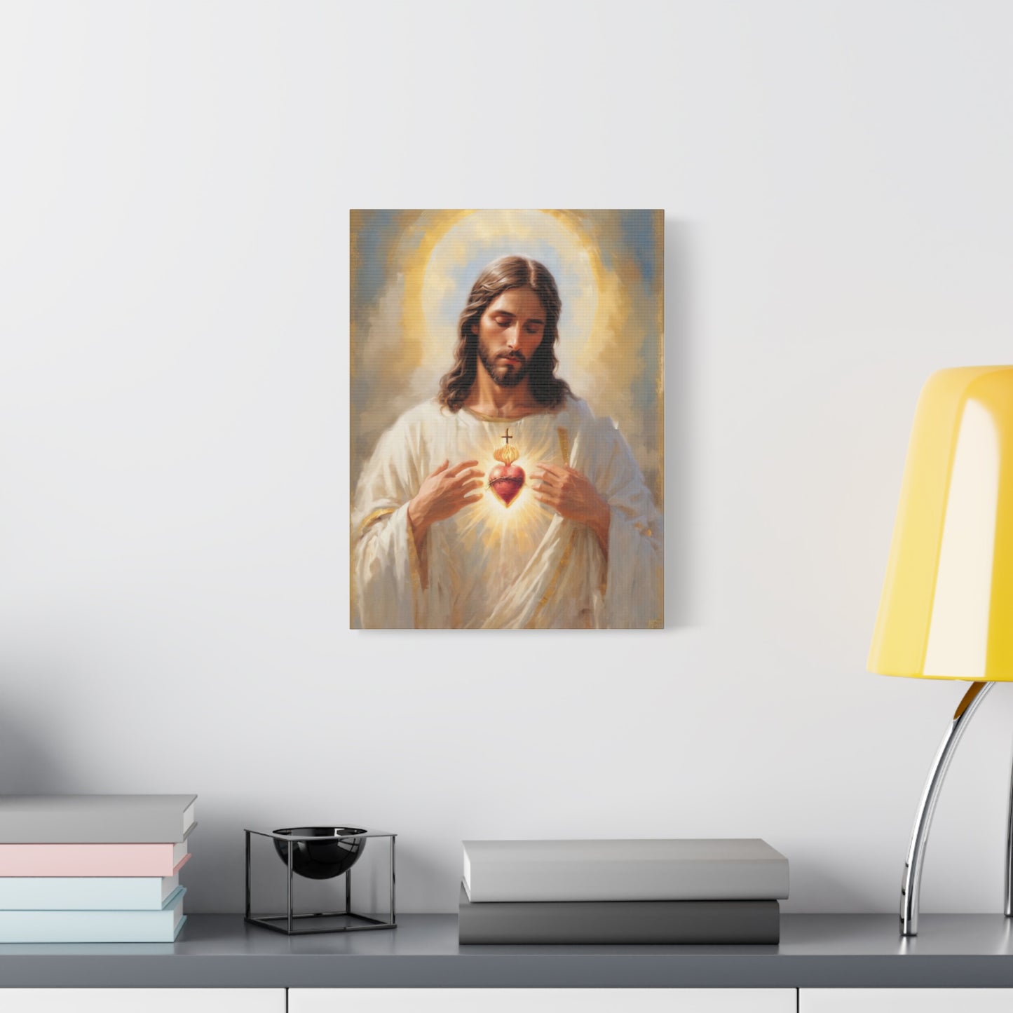 Jesus Christ Sacred Heart Catholic Canvas Wall Art, Christian Decor