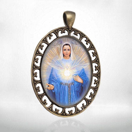 Our Lady of Eucharist Medal Virgin Mary Religious Catholic Christian Pendant