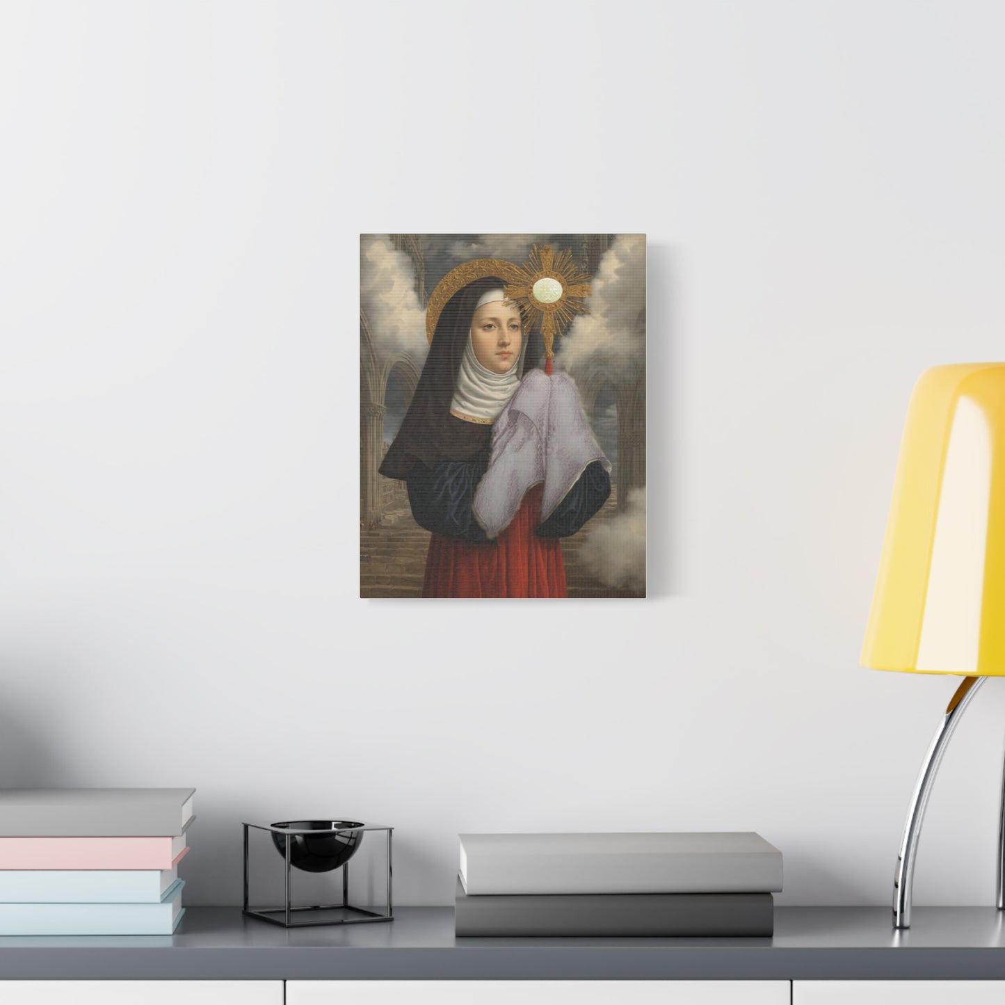 St. Juliana of Liege Catholic Canvas Wall Art, Christian Decor
