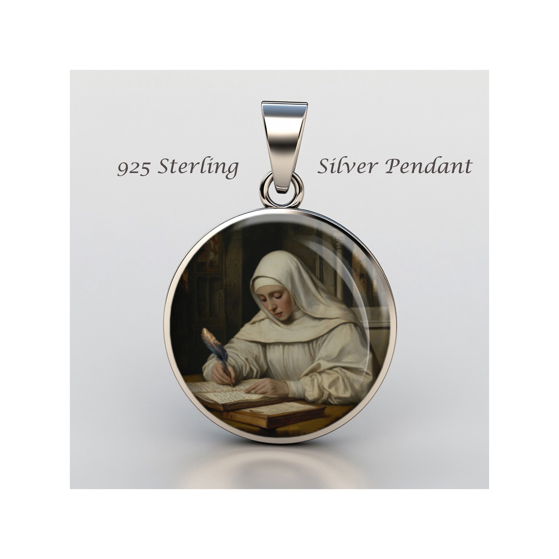 Saint Caterina Da Siena Catholic sterling silver 925 Christian Medal Patron image 0