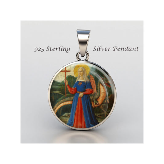 Saint Martha And Tarasque Religious Devotional sterling silver 925 Christian Medal Patron