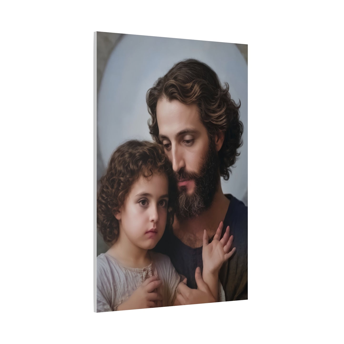 St. Joseph and Baby Jesus Catholic Canvas Wall Art, Print Christian Decor