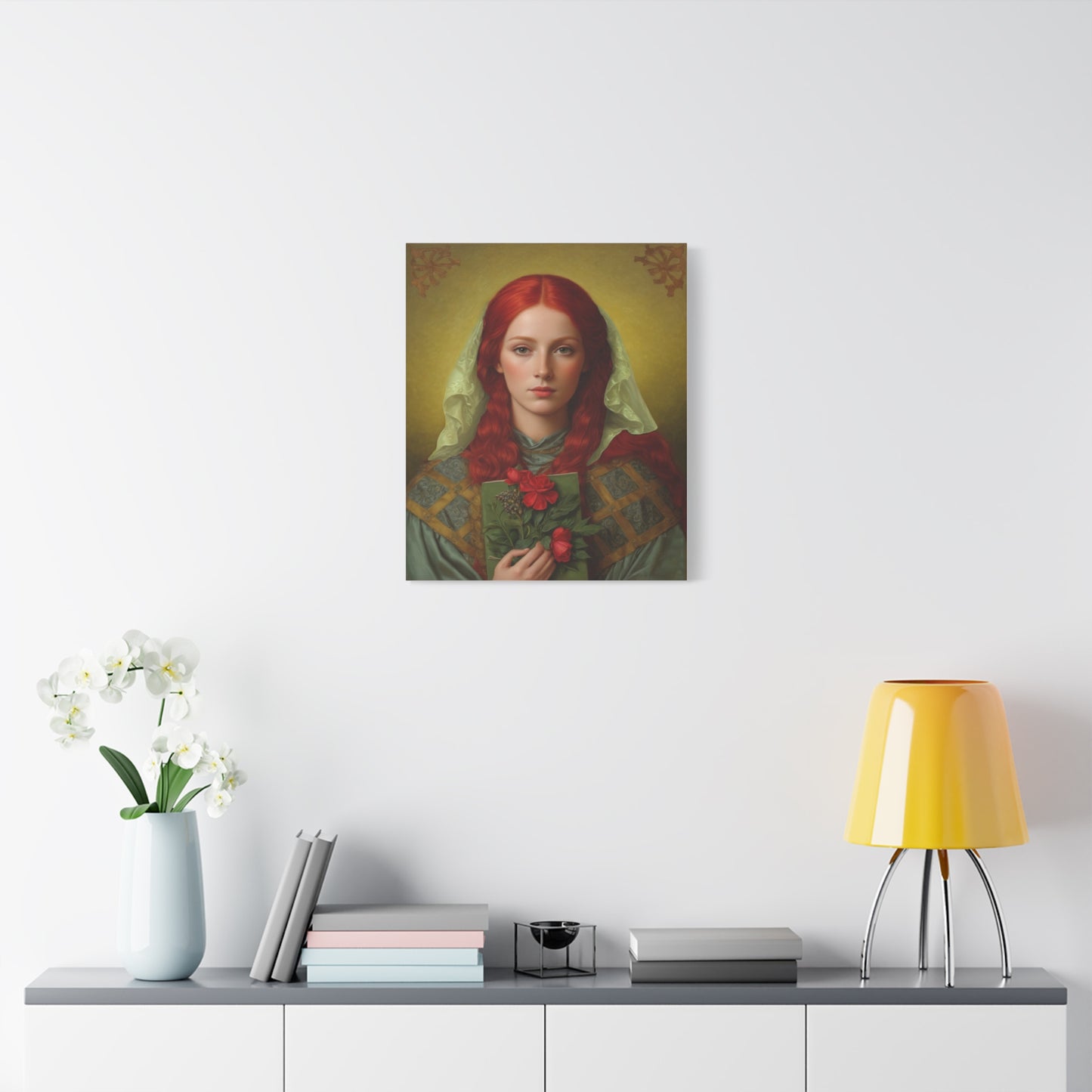 St. Dymphna Catholic Canvas Wall Art, Christian Decor