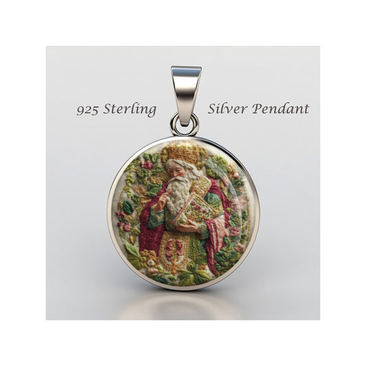 Saint Patrick Embroidery Design Catholic sterling silver 925 Christian Medal image 0