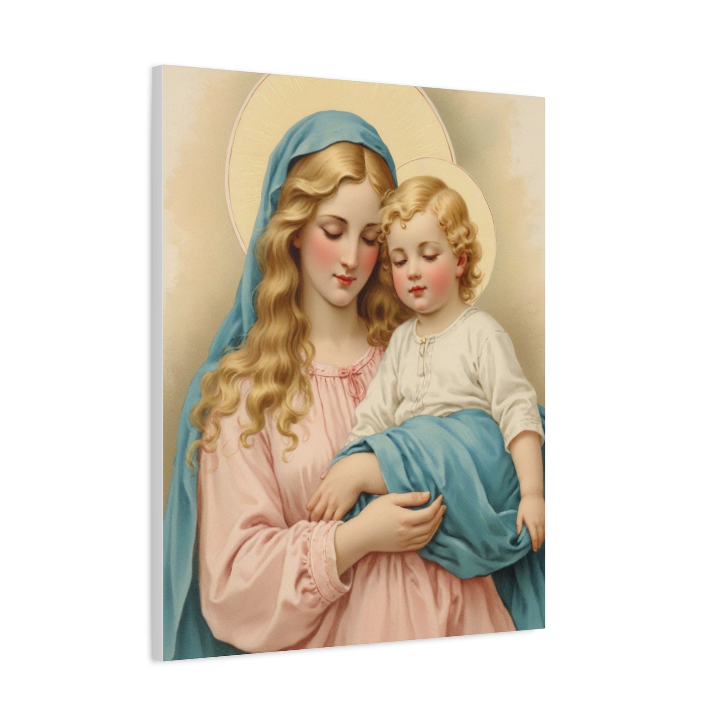 Mother Mary and Baby Jesus Catholic Canvas Wall Art, Christian Decor