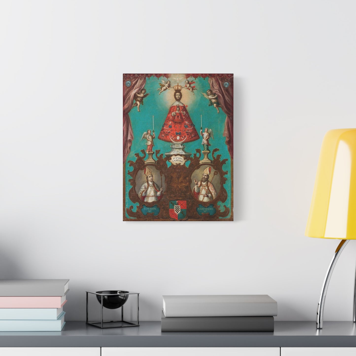 The Virgin of El Camino with St Fermin and St Saturnino Catholic HQ Print on Canvas Ready To Hang - Virgin Mary Canvas