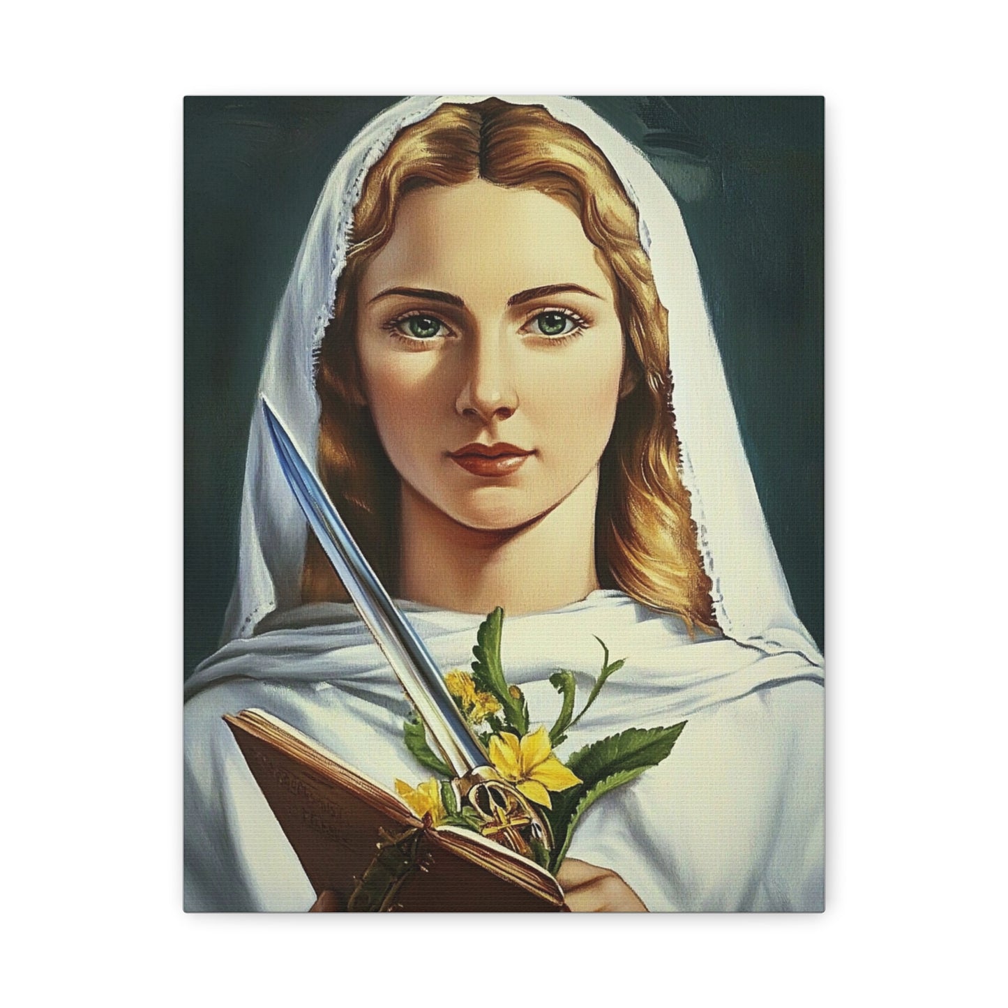St. Dymphna Catholic Canvas Wall Art, Christian Decor
