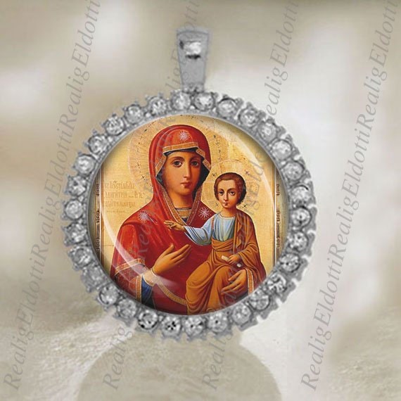 The Theotokos Virgin Hodegetria Our Lady of the Way Religious Christian Orthodox Church Icon Gold Medal Pendant Jewelry