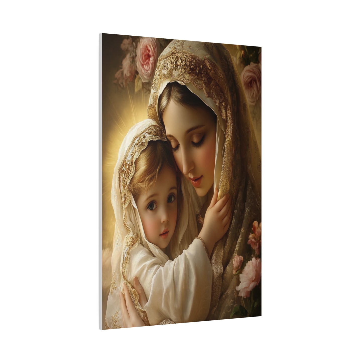 Mother Mary with Jesus Catholic Canvas Wall Art, Christian Decor
