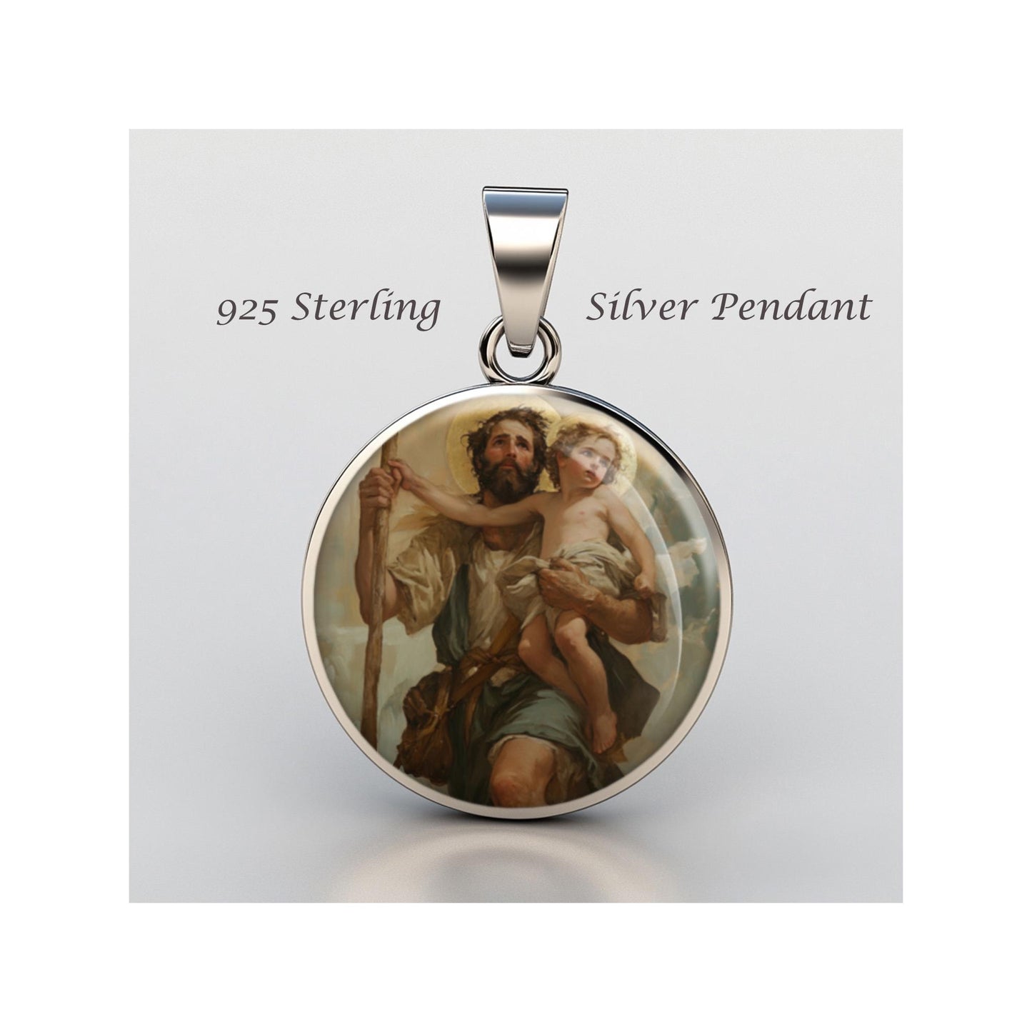 Saint Christopher Patron Saint Of Travelers Religious Devotional sterling silver 925 Medal