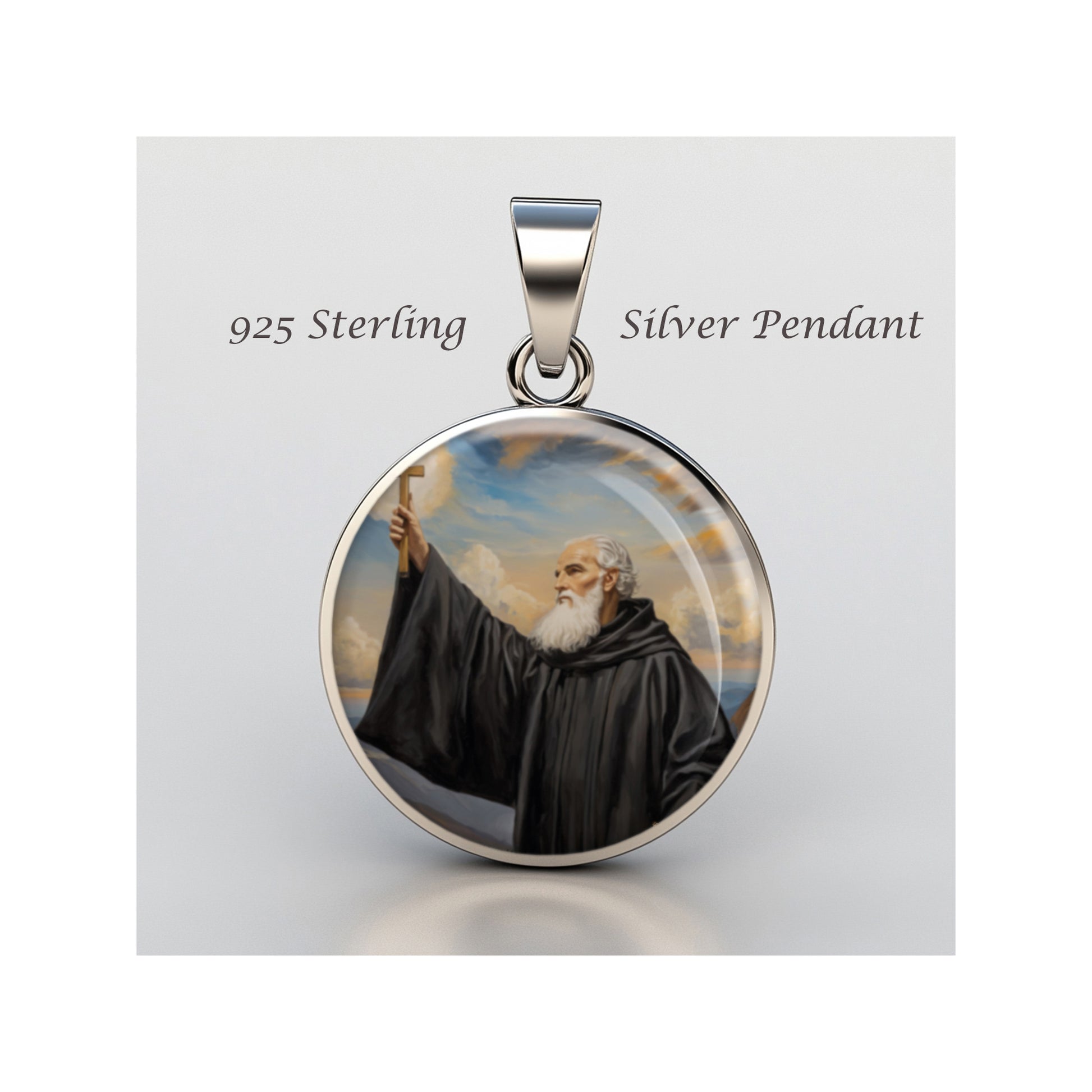 Saint John Gualbert Abbot Catholic sterling silver 925 Christian Medal Patron image 0