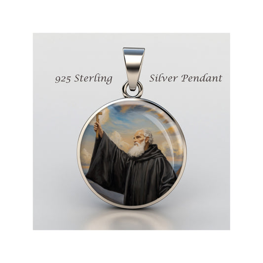 Saint John Gualbert Abbot Catholic sterling silver 925 Christian Medal Patron image 0