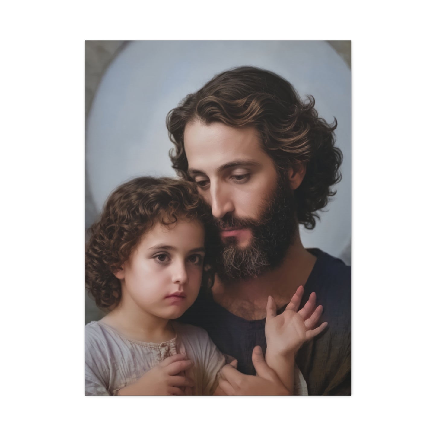 St. Joseph and Baby Jesus Catholic Canvas Wall Art, Print Christian Decor