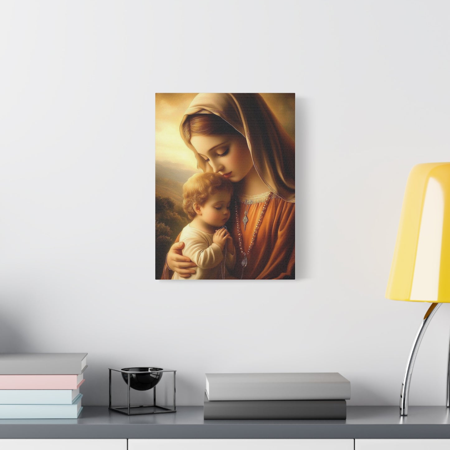 Mother Mary and Baby Jesus Catholic Canvas Wall Art, Christian Decor