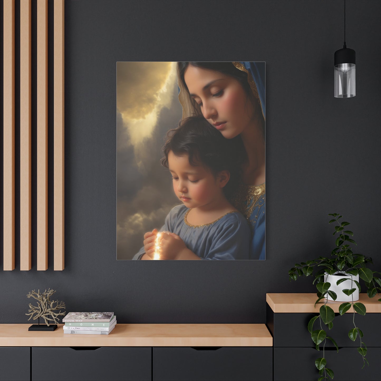Mary and Baby Jesus Catholic Canvas Wall Art, Christian Decor