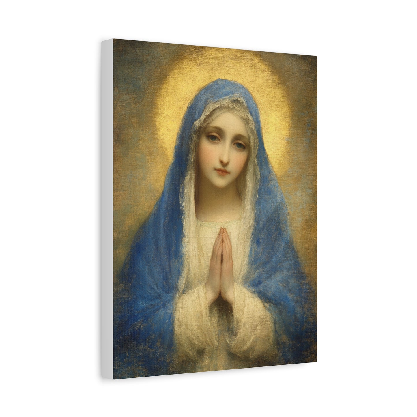 Mother Mary Blue Veil Catholic Canvas Wall Art, Christian Decor