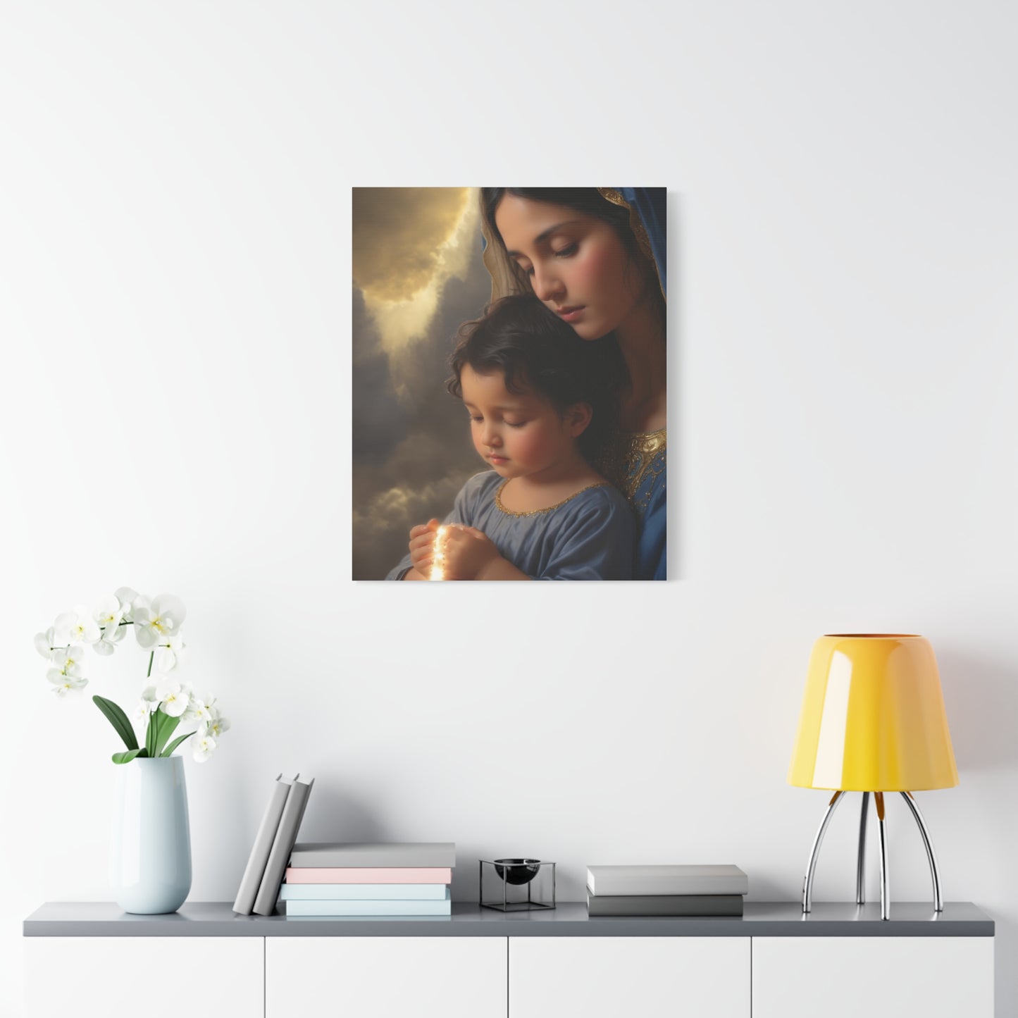 Mary and Baby Jesus Catholic Canvas Wall Art, Christian Decor