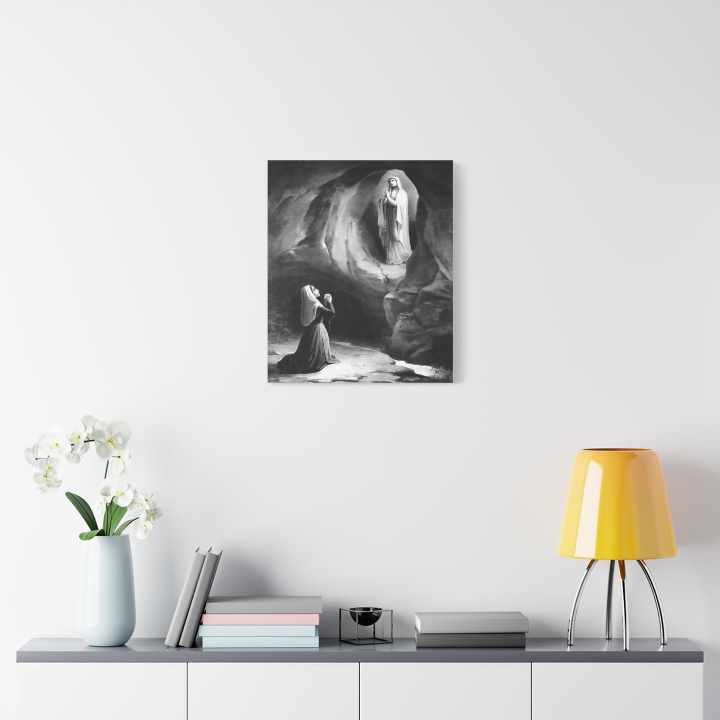 Ready to Hang - Our Lady of Lourdes St. Bernadette Soubirous Catholic Canvas Wall Art, Christian Decor