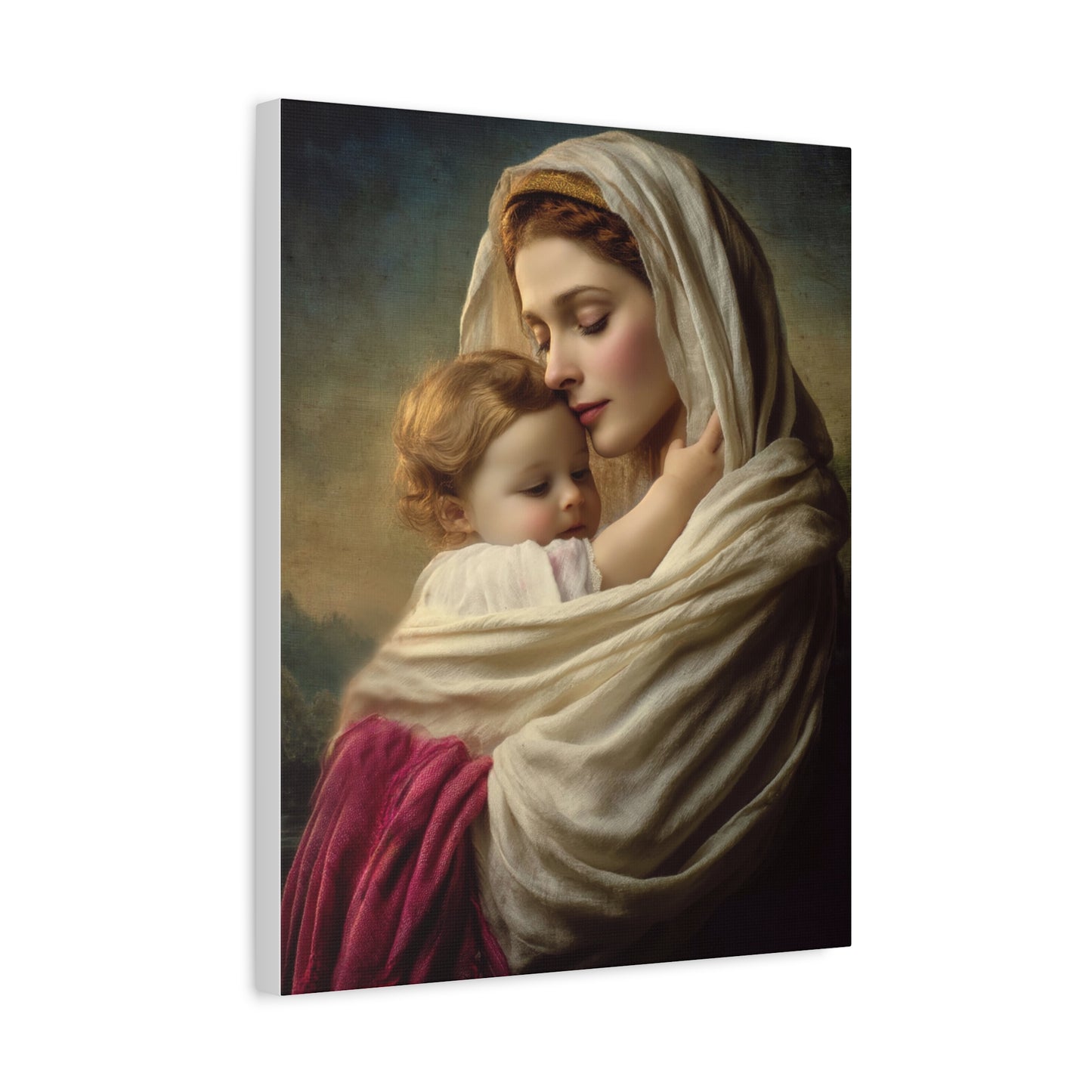 Blessed Mother Mary and Baby Jesus Catholic Canvas Wall Art, Christian Decor