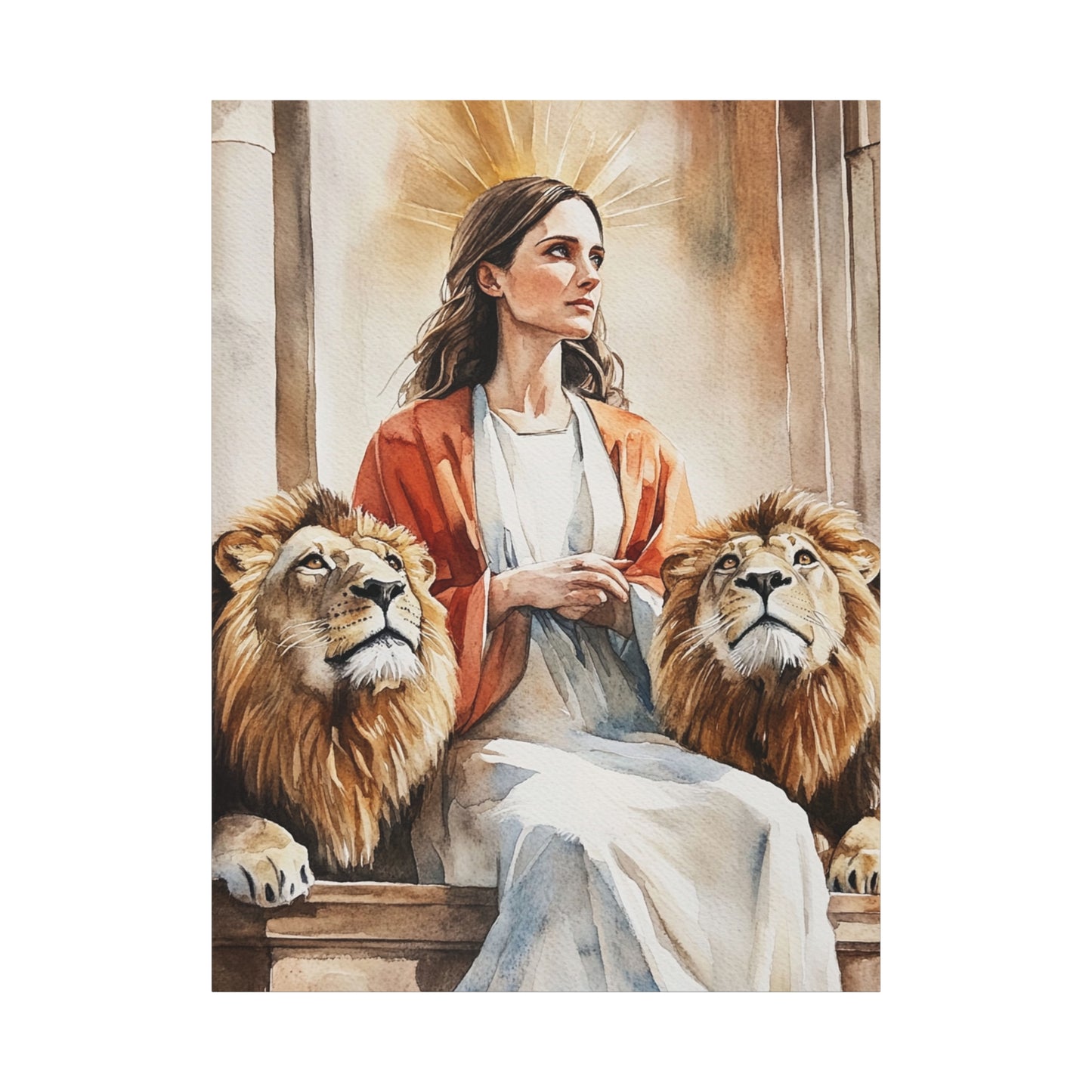 Ready To Hang - St. Prisca with Lions Catholic Canvas Wall Art, Christian Decor