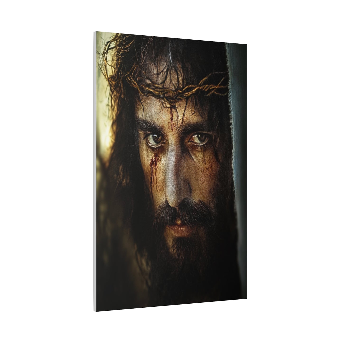 Jesus Christ Our Lord with Crown of Thorns Catholic Canvas Wall Art, Christian Decor