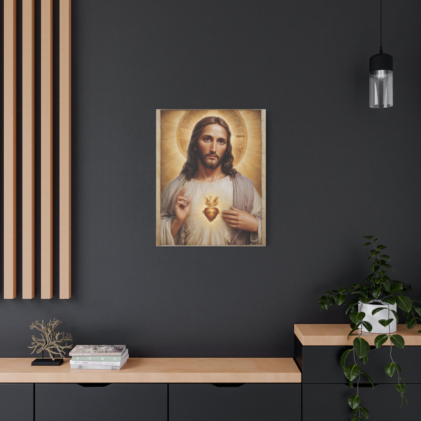 Jesus Christ Sacred Heart Catholic Canvas Wall Art, Christian Decor