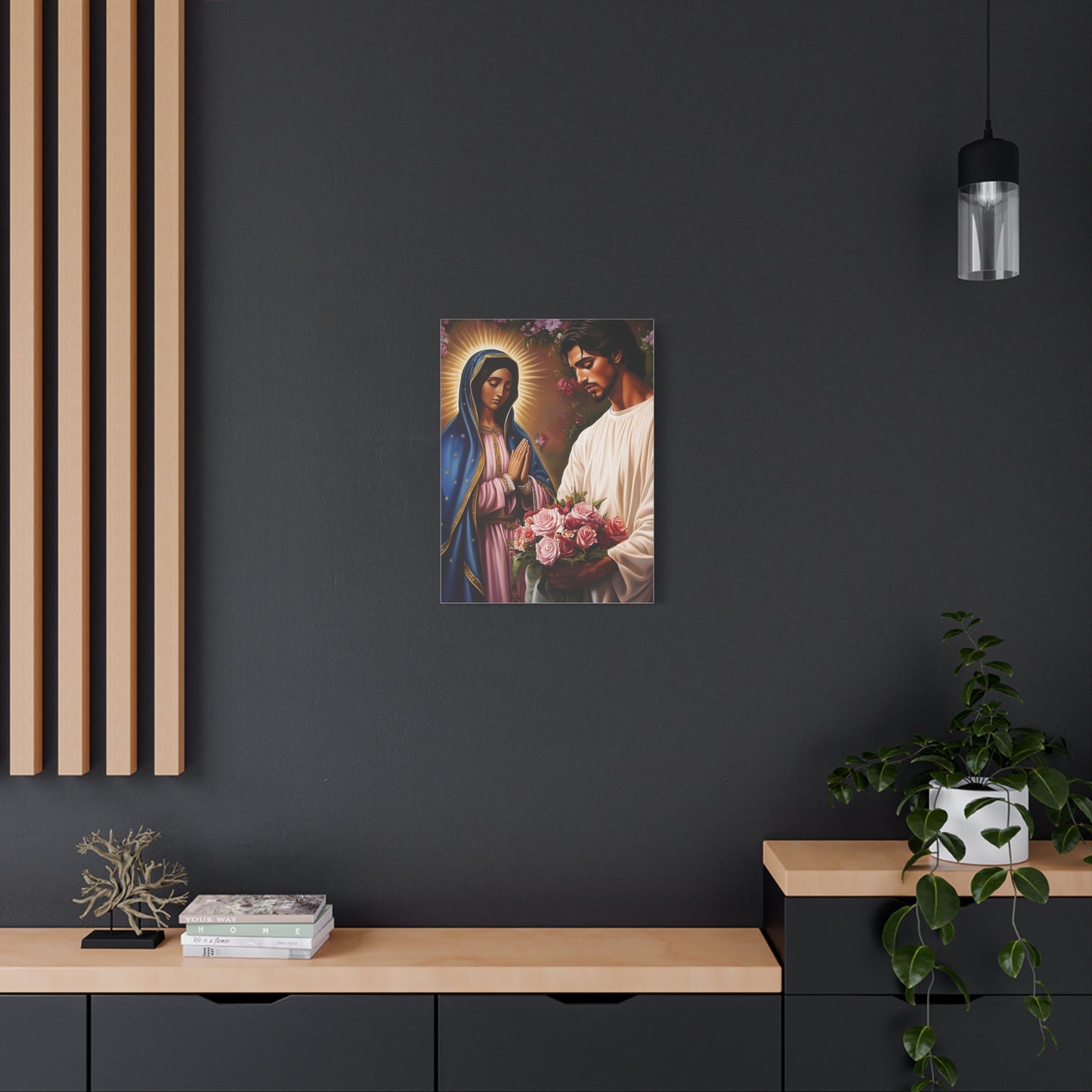 Our Lady Guadalupe and St. Juan Diego Full of Roses Catholic Canvas Wall Art, Christian Decor