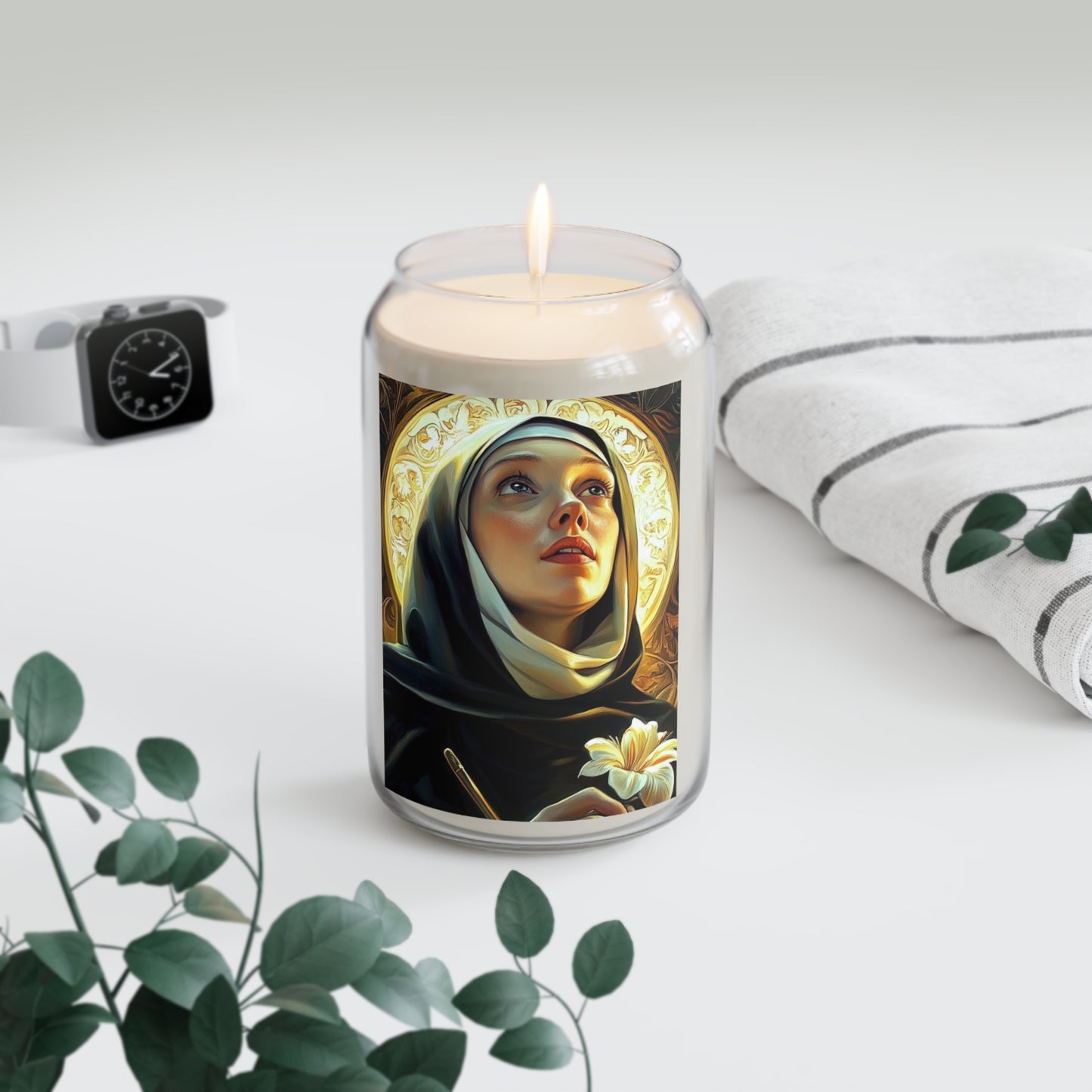 St. Catherine of Sweden Catholic Serenity Scented Candle, 13.75oz | Relaxation Gift, Home Decor, Calm Atmosphere, Religious Decor