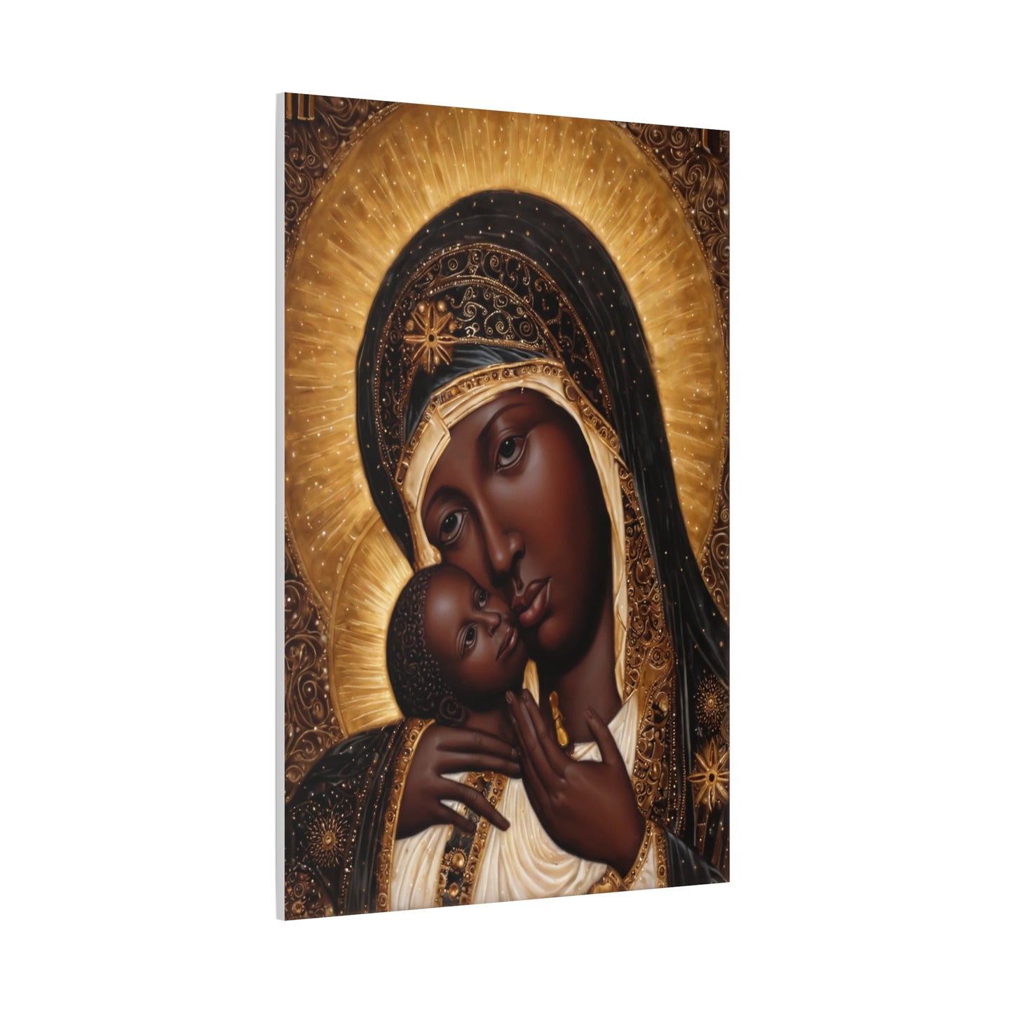 Black Madonna African Mother Mary Catholic Canvas Wall Art, Christian Decor