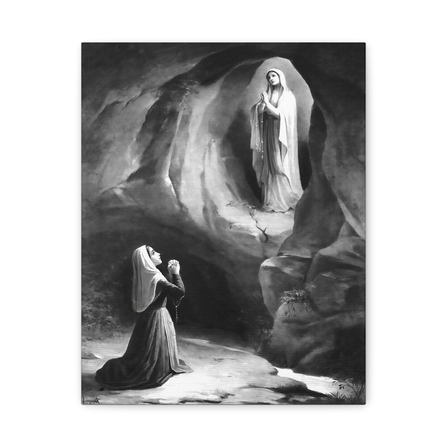 Ready to Hang - Our Lady of Lourdes St. Bernadette Soubirous Catholic Canvas Wall Art, Christian Decor
