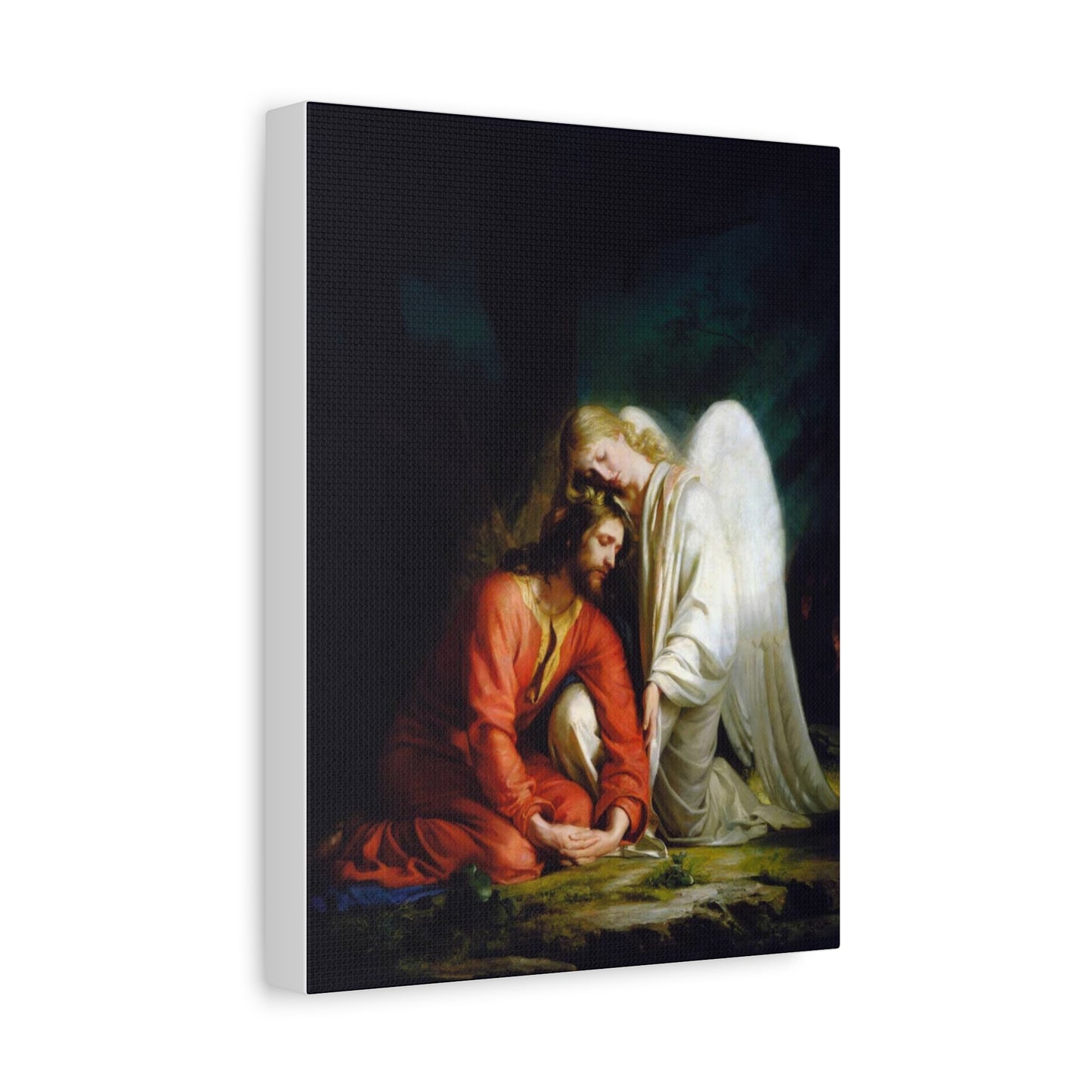 Ready To Hang - Bloch Gethsemane Jesus and Angel Praying - Agony in the Garden Catholic Canvas Wall Art, Christian Decor