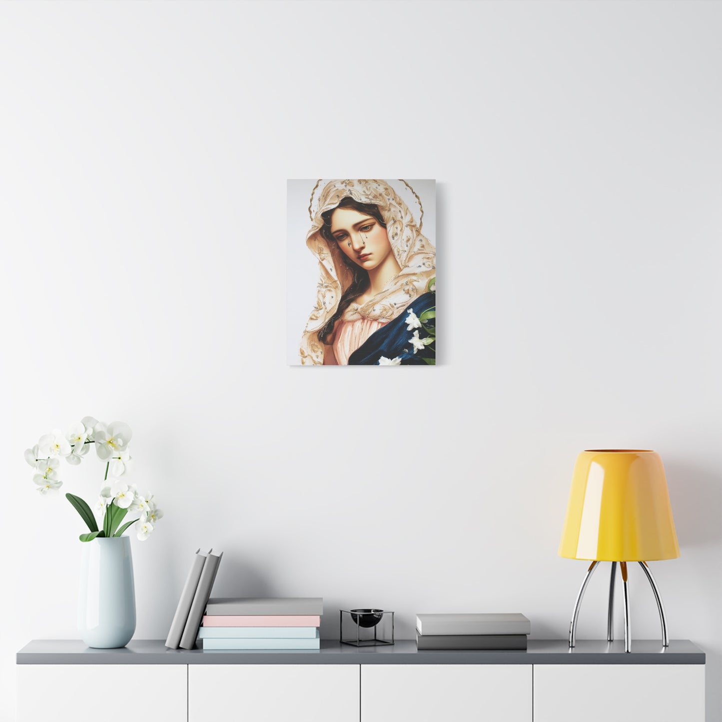 Ready to Hang - Our Lady Tears Catholic Canvas Wall Art, Christian Decor