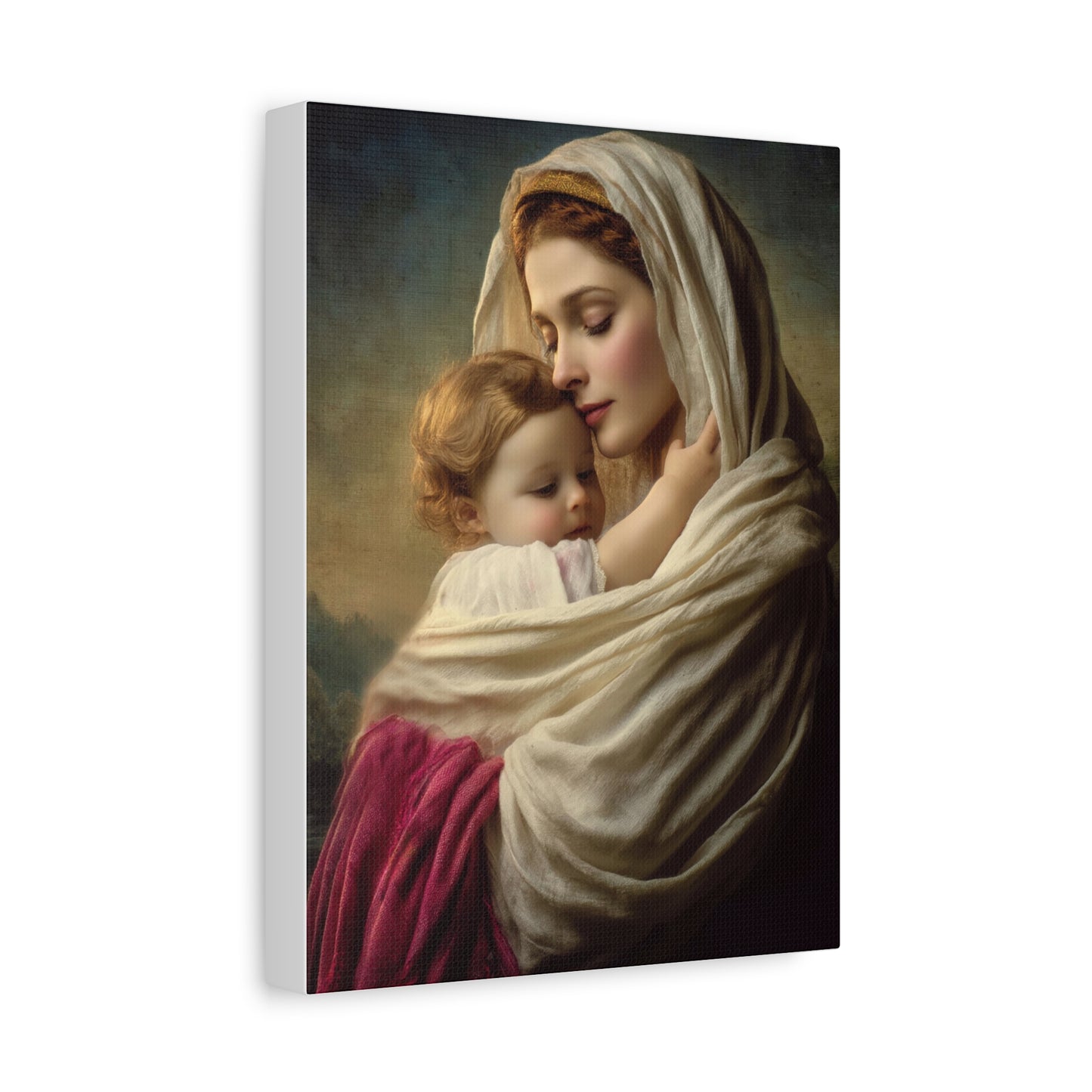 Blessed Mother Mary and Baby Jesus Catholic Canvas Wall Art, Christian Decor