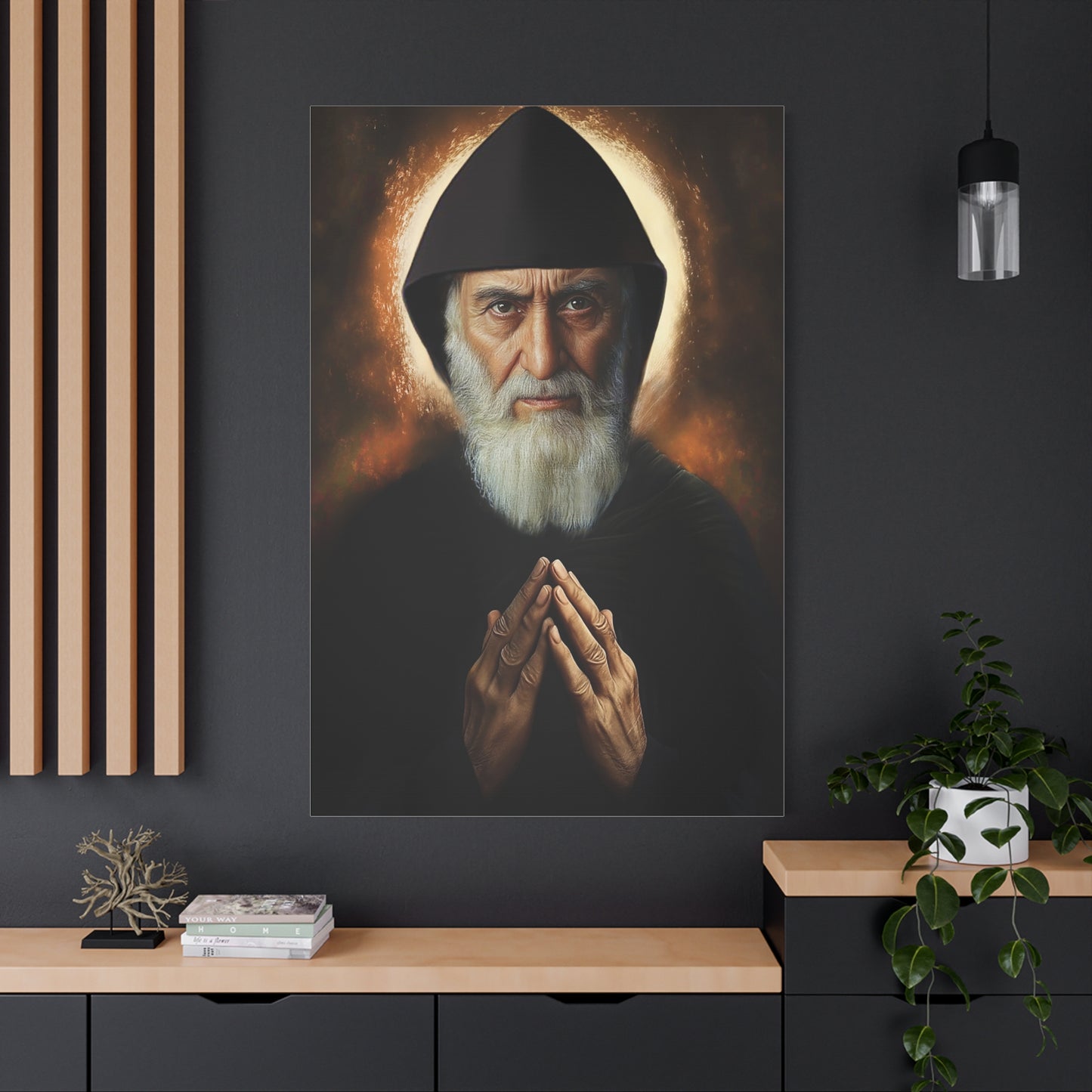St. Charbel Makhlouf Catholic Canvas Wall Art, Christian Decor