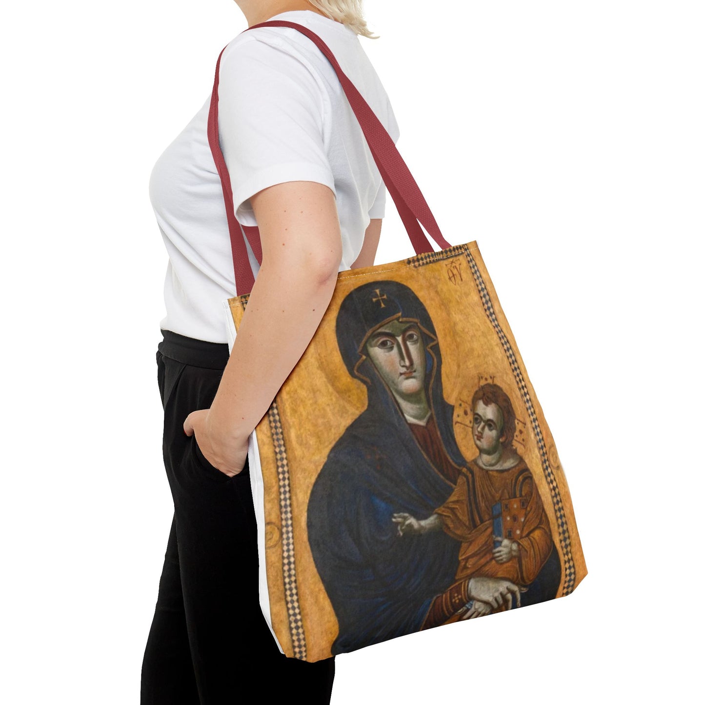 Salus Populi Romani Floral Tote Bag | Catholic Eco-Friendly Shopper | Gift for Spirituality Lovers